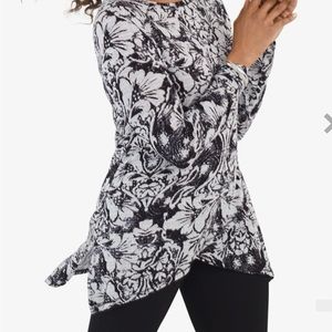 Chico’s Low-High Floral Tunic NWOT Sz 2   ( L 12 )
